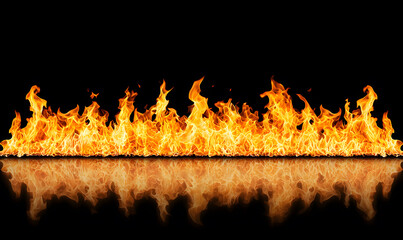 Poster - Dynamic flames dance in dark space visual art fire environment captivating viewpoint abstract concept for seo impact