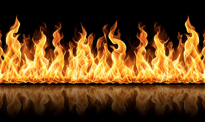 Poster - Intense flames dancing in the dark fire element digital art abstract environment close-up viewpoint energetic concept