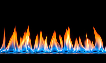 Poster - Flames dancing in darkness abstract fire photography vibrant color isolated background close-up focus visual impact