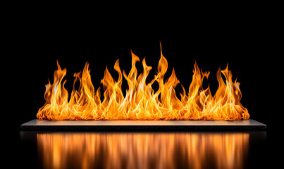 Poster - Flames erupting from a surface studio environment fire visuals dark background close-up view element of energy