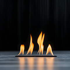 Wall Mural - Flames dancing indoor setting photography minimalist environment close-up view captivating fire dynamics