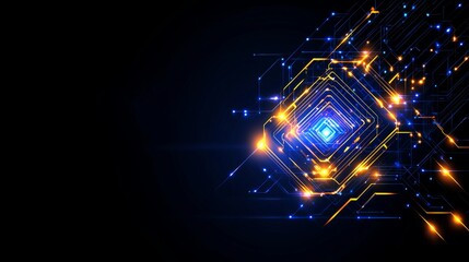 Aufkleber - Dynamic digital technology background with abstract patterns computer generated dark environment futuristic concept