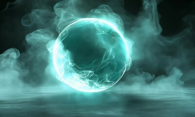 Wall Mural - A glowing orb surrounded by ethereal mist, creating a mystical atmosphere.