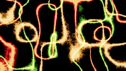 Wall Mural - Abstract Orange, Red, Green Fuzzy Lines 4K Loop features abstract fuzzy lines of color morphing and interacting with one another in a loop.