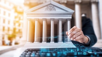Poster - Transforming Banking with Technology A Modern Approach Blur Background
