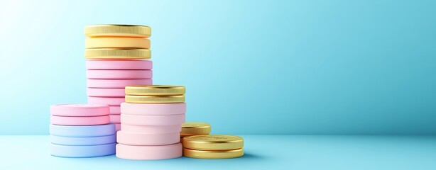 Poster - Colorful Stacked Coins A Visual Representation of Value