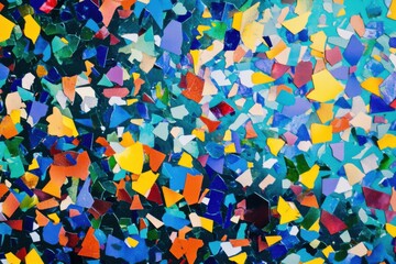 Poster - Modern terrazzo background with colorful fragments and stylish lighting in a refined space