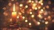 © FiDIO - Candle lit against a blurred background, symbolizing a warm and festive holiday ambiance