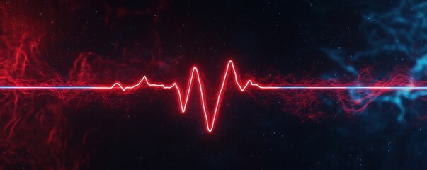 Poster - Heartbeat pulse visualization digital realm graphic design futuristic environment abstract concept