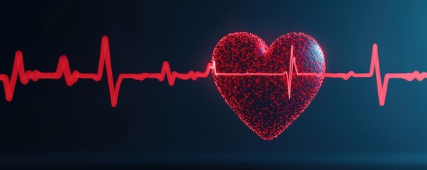 Poster - Heartbeat visualization digital art health concept abstract environment close-up view pulse representation
