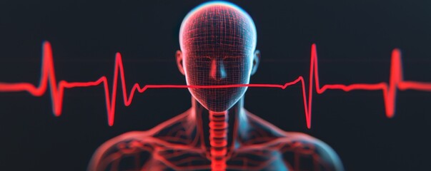 Poster - Exploring human vital signs heartbeat visualizations digital art futuristic environment close-up perspective