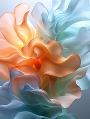 Fototapete - Colorful abstract flowing fabric creating smooth waves