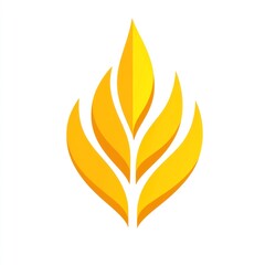 Wall Mural - Stylized yellow leaves forming a flame, isolated over white, design element