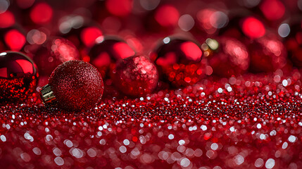 Poster - Close up of red glitter wallpaper texture with sparkling details for decorative backgrounds