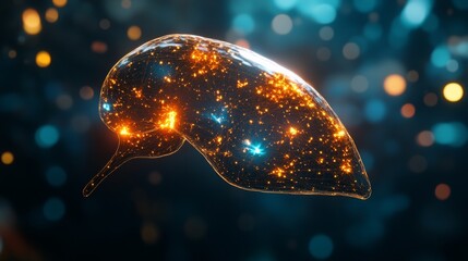 Poster - 3D Rendered Human Liver Model with Abstract Background Effects