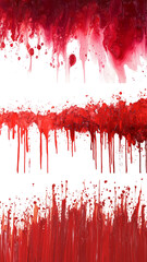 Aufkleber - The image shows an abstract painting featuring red paint in various states of dripping and splashing against a black background.