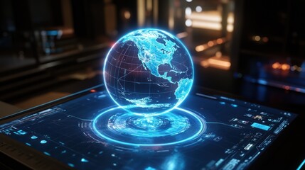 Poster - Global network data visualization on futuristic screen