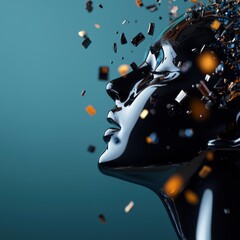 Poster - Abstract concept of transformation digital art installation studio vibrant colors close-up view symbolic expression