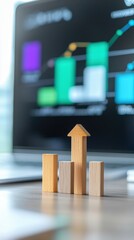 Poster - Growth metrics visualization office data analysis modern workspace close-up project management teamwork