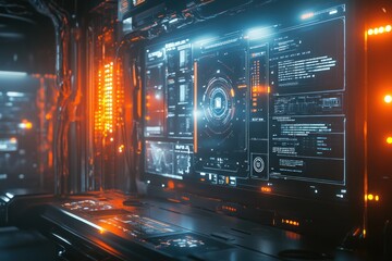 Poster - Futuristic Control Room Data Analysis Monitoring System