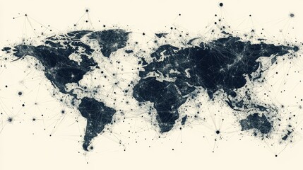Poster - Abstract Digital World Map with Connectivity and Network Design