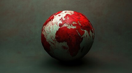 Poster - Artistic Representation of a Red and White Globe on a Dark Background