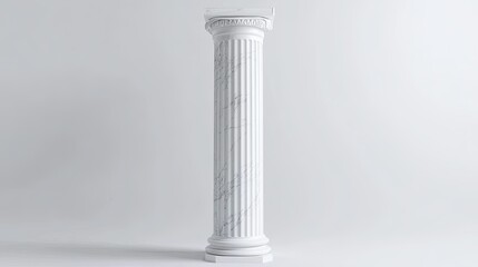Poster - Elegant White Marble Column with Detailed Carvings in Studio Light