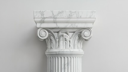 Poster - Elegant Marble Column with Intricate Design and Classical Architecture