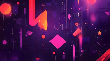 Poster - Abstract Geometric Design with Vibrant Pink and Orange Shapes