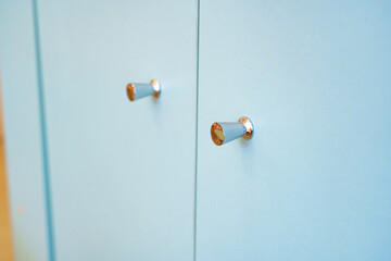 Poster - White cabinet doors with stylish knobs in a modern interior setting showcasing minimalist design
