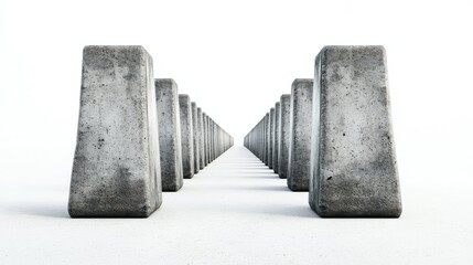 Poster - Concrete Blocks Arranged in Perspective on a Minimalist Surface