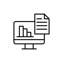 Fototapete - Office document outline icons, minimalist vector illustration ,simple transparent graphic element .Isolated on white background