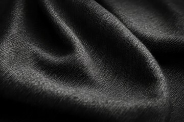 Poster - Soft dark fabric arranged with elegant folds showcasing texture and depth in muted lighting. Generative AI