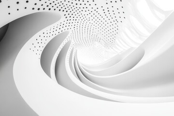 Poster - Intricate curves and patterns create a mesmerizing white tunnel that invites exploration and evokes a sense of serenity. Generative AI