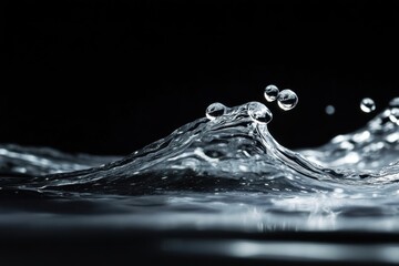 Poster - Captivating splashes of water create an artistic dance in the dark, showcasing nature's beauty and fluid motion in perfect harmony. Generative AI