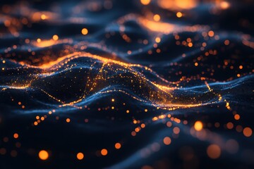 Poster - Captivating waves of light shimmer with vibrant energy, creating a mesmerizing visual display in a surreal landscape. Generative AI