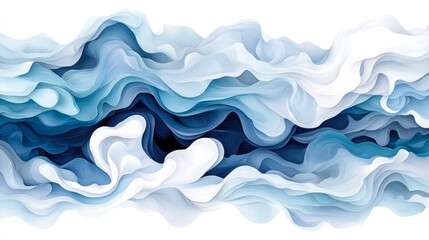 Leinwandbilder - Abstract Blue and White Wave Pattern: Serene Swirls of Color and Light