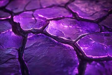 Poster - Unique purple rocks glisten under soft light, creating an enchanting and surreal atmosphere in a mystical landscape setting. Generative AI