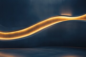 Poster - Illuminated curves create a stunning ambiance in a modern interior space during the evening hours. Generative AI