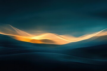 Poster - Surreal waves of color dance in twilight over a mysterious, tranquil landscape of hills and valleys in an enchanting realm. Generative AI