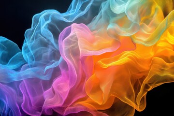 Poster - Vivid colors dance in a harmonious swirl, creating an ethereal display of light and motion in an abstract setting. Generative AI