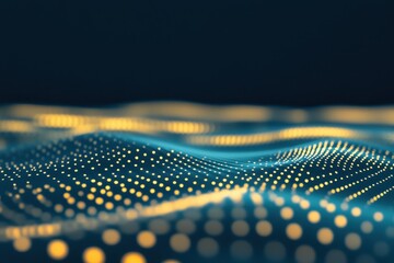 Aufkleber - Mesmerizing digital waves in a sea of glowing dots at twilight revealing intricate patterns of light. Generative AI