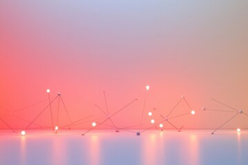 Poster - Colorful abstract light display with luminous bulbs creating a dynamic visual experience in soft pastel tones. Generative AI