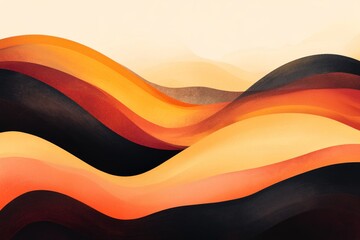 Poster - Abstract orange, brown waves, sunset backdrop, digital art, website design