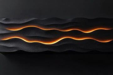 Poster - Illuminated black waves create a mesmerizing display of light and shadow in an abstract design setting. Generative AI