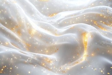 Poster - Soft white fabric with sparkling gold accents creates an elegant and dreamy atmosphere for special occasions. Generative AI