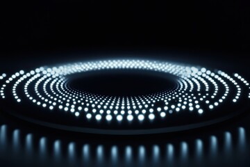 Poster - Illuminating patterns of light create a mesmerizing circular display at night in a darkened environment. Generative AI