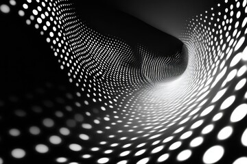 Poster - Exploring a futuristic tunnel of light and shadows, where patterns dance and create a mesmerizing visual experience. Generative AI