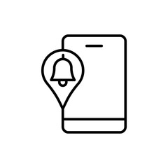 Poster - Location phone notification outline icons, minimalist vector illustration ,simple transparent graphic element .Isolated on white background