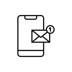 Poster - Mail phone notification outline icons, minimalist vector illustration ,simple transparent graphic element .Isolated on white background